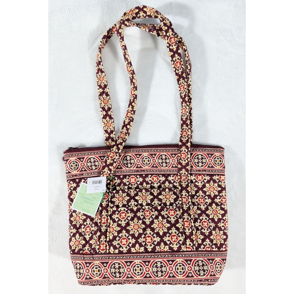 Vera Bradley Villager Burgundy Medallion Quilted Tote Bag